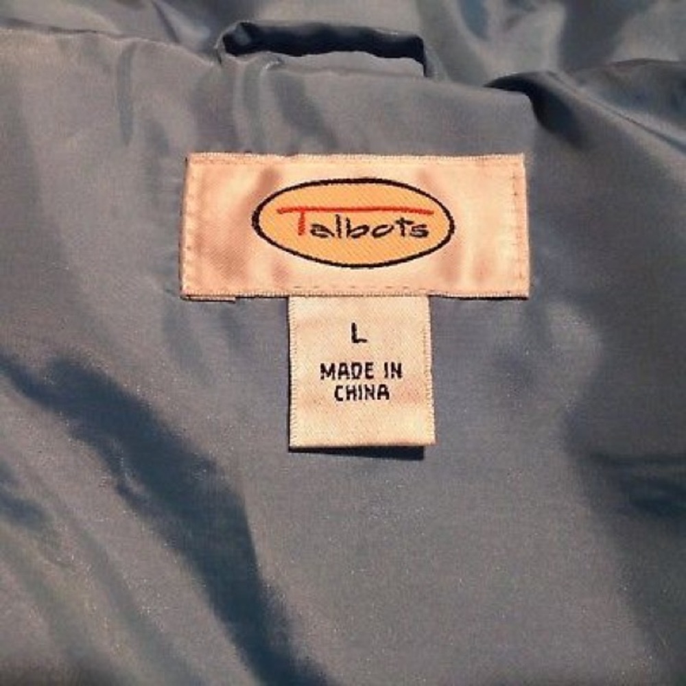 Talbots Puffer Vest Large Blue Tie Waist Down Aqua - Picture 6 of 7
